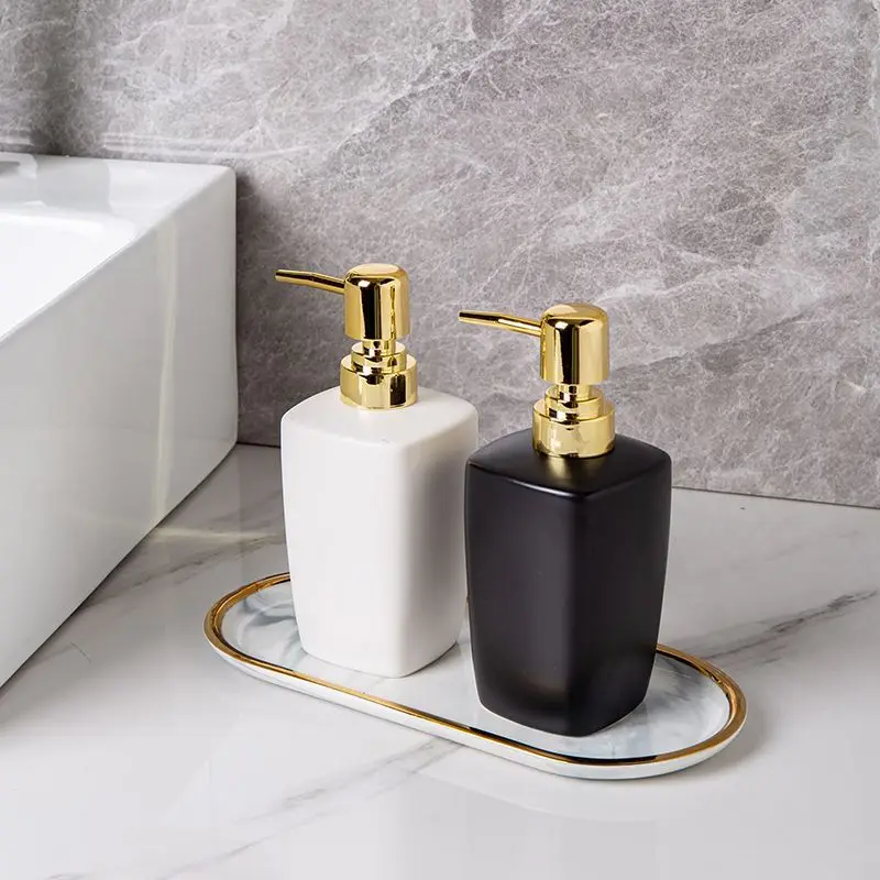 

Портативный шампунь для ванной комнаты, пустая бутылка, бытовой дозатор мыла сжатия, 400 мл, керамическая бутылка для лосьона, аксессуары для ванной комнаты