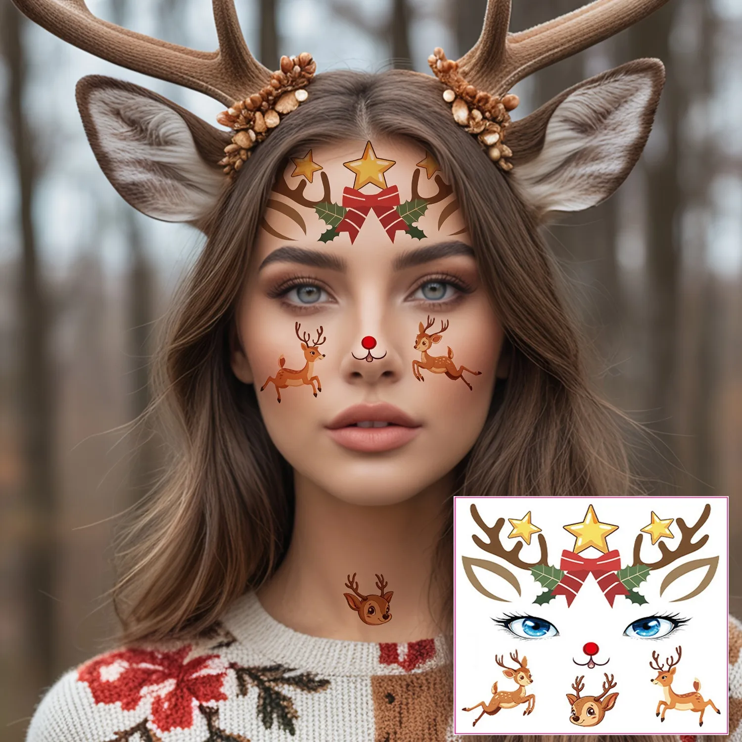 10 Sheets Face Tattoo For Makeup Party Stage Show Unicorn Face Stickers Cute Cartoon Animal Waterproof Temporary Fake Tattoos