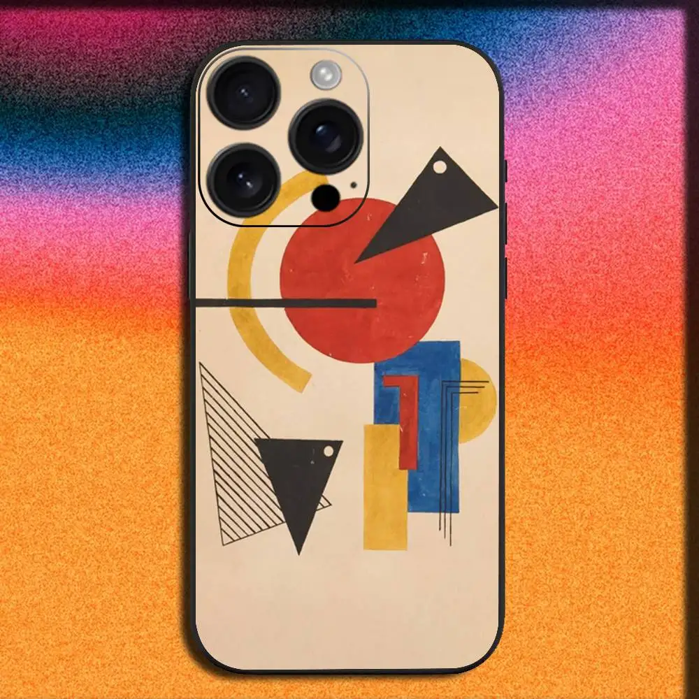 เคสโทรศัพท์ลายศิลปะนามธรรมของวาซิลี คันดินสกี สำหรับ iPhone 17,16,15,14,13,12,Pro,Max,Plus,E,SE4,Air,Mini สีดำ