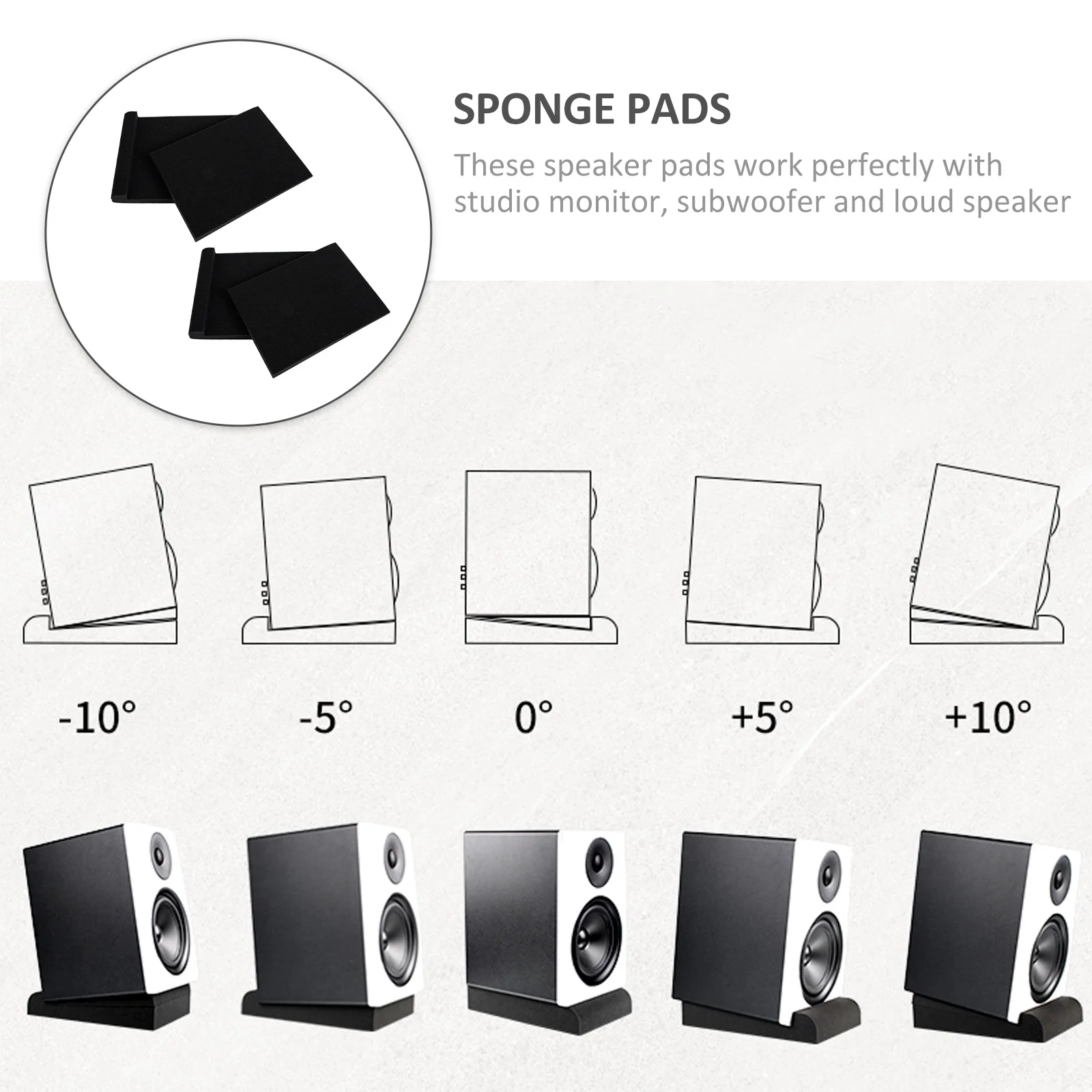 

2Pcs Speaker Isolation Pads High-Density Sponge Cushion Acoustic Noise Reduction Soundproof Mat for