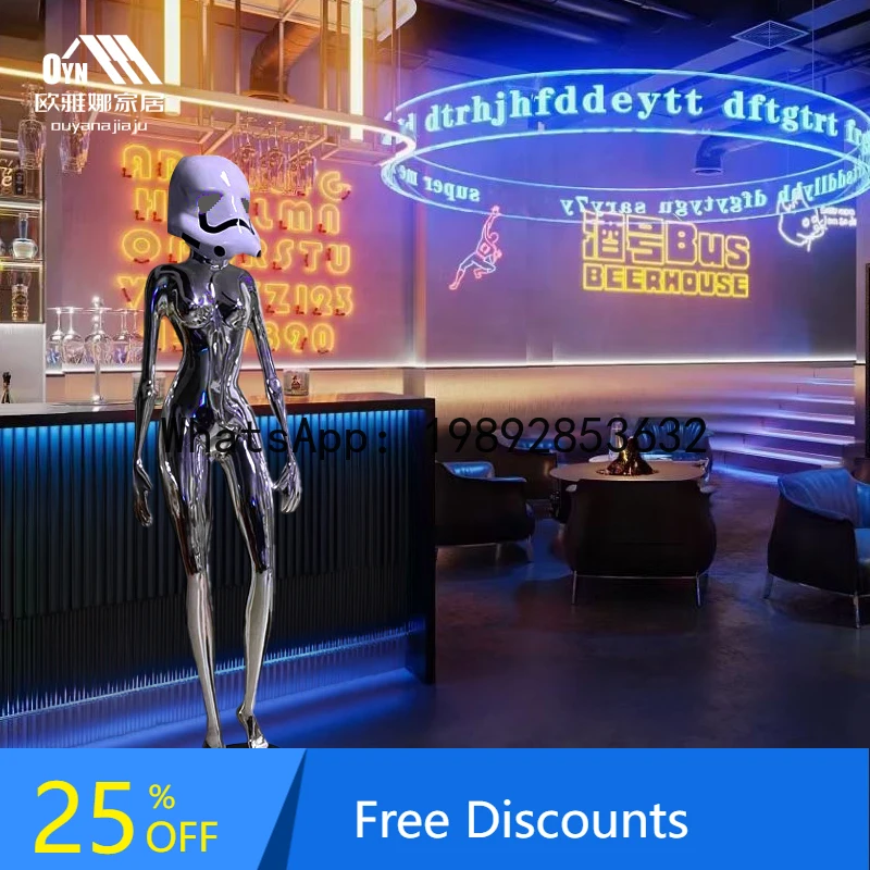 LYY Empty Mountain Base Figurine Glowing Sexy Goddess Cyberpunk Style Sculpture Bar Nightclub KTV Decoration Floor Figurine