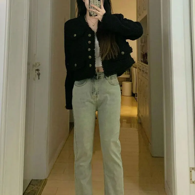 Commute Socialite V-Neck Jackets Spring Autumn Aura Fashion Tassel Pockets Spliced Female Clothing Solid Color Basic Short Coats