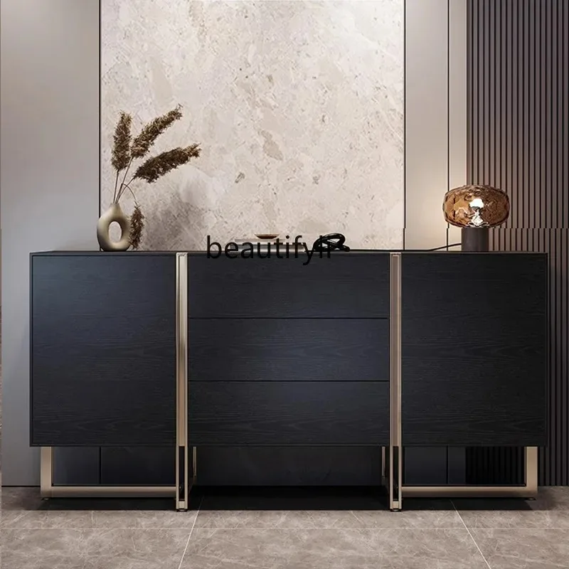 

D2520 Italian Style Light Luxury Solid Wood Entryway Cabinet Living Room Partition Side Cabinet Modern Simple Storage Sideboard