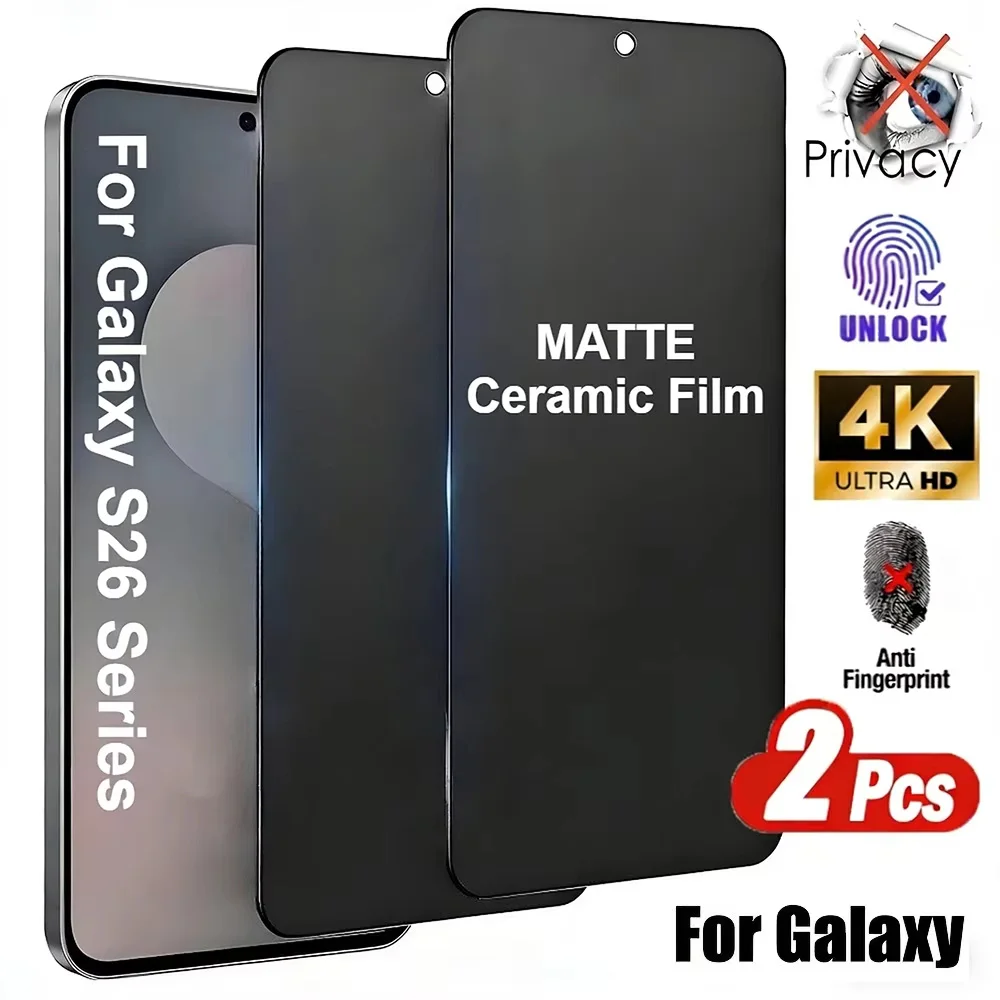 2 Stück Matte Sichtschutzfolie für Samsung S26 S25 Ultra S22 S23 S24 FE A57 A56 5G A16 A36 A26 A17 A07 A37 A55 Keramikfolie