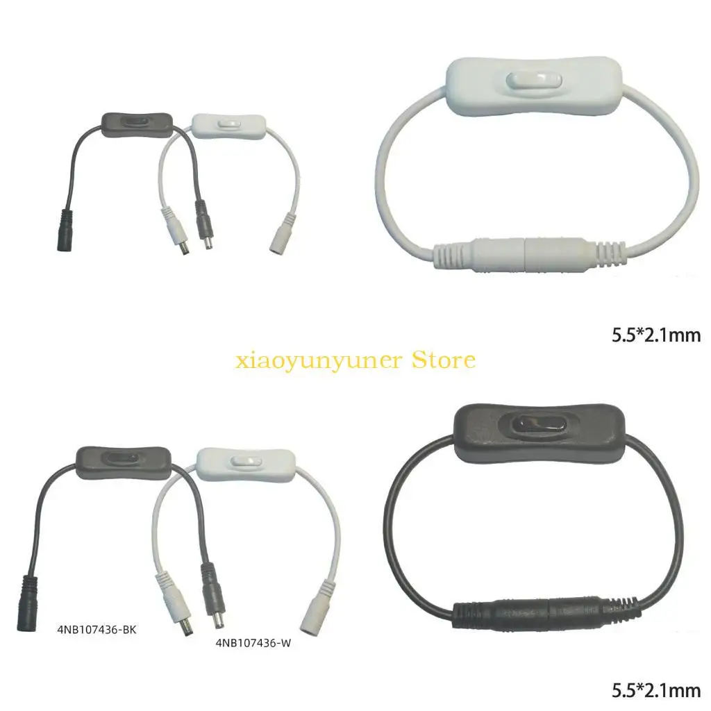 P9JB Female to Male Power Switches Extension Cable Connectors Adapters 5.5x2.1mm for CCTV