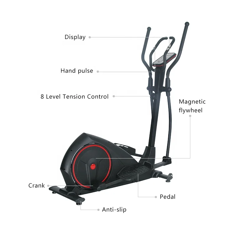 Exercise Elliptical Trainer Cardio Workout Fitness Machine With Transport Wheels