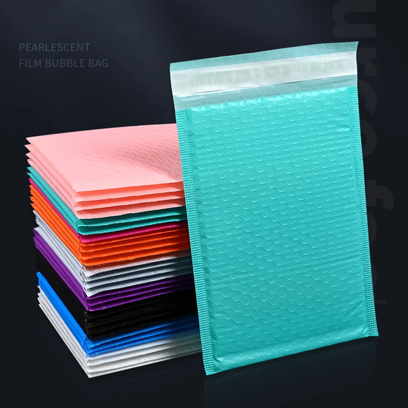 12X18ซม.ที่มีสีสันกระเป๋า Poly Bubble Mailers Self Adhesive การจัดส่งกระเป๋าฟองซองจดหมายสำหรับธุรกิจ50Pcs