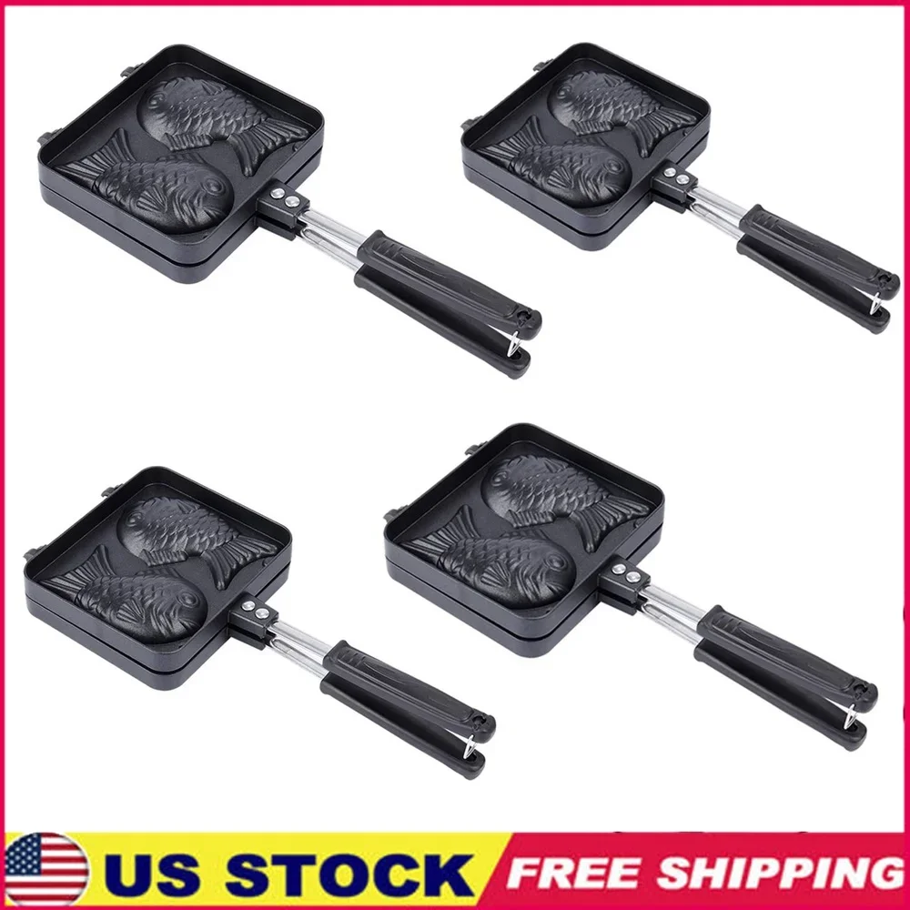 

Japanese Fish Shaped Cake Waffle Maker Set of 4 Non-Stick Cast Bakeware Kitchen Tool Holiday Gift Cooking Supplies