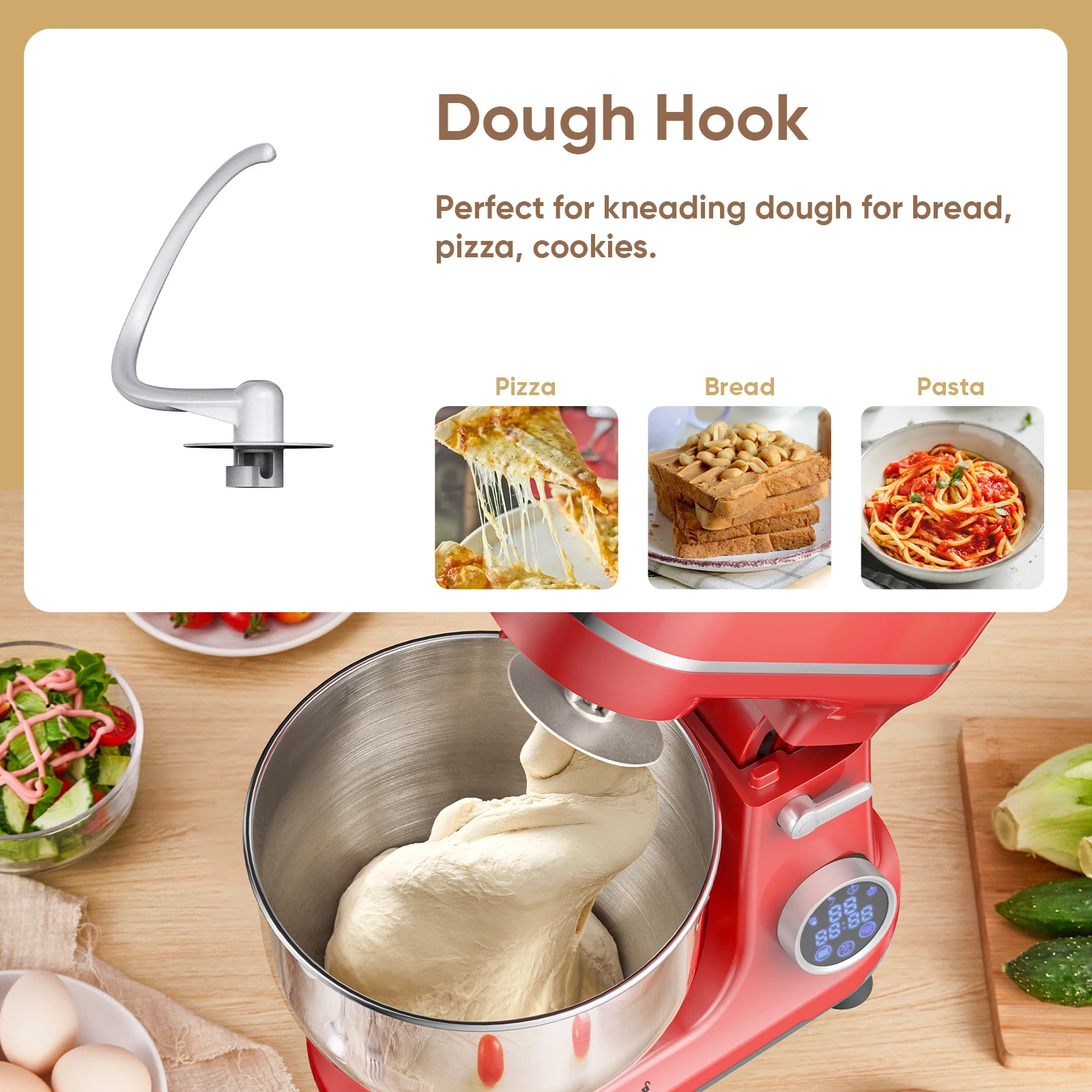 خلاط طعام المطبخ BioloMix، محرك بتيار مستمر 1200 وات 11 سرعات، شاشة OLED رقمية، خلاط طعام كهربائي مع خطاف عجين، خفق #4