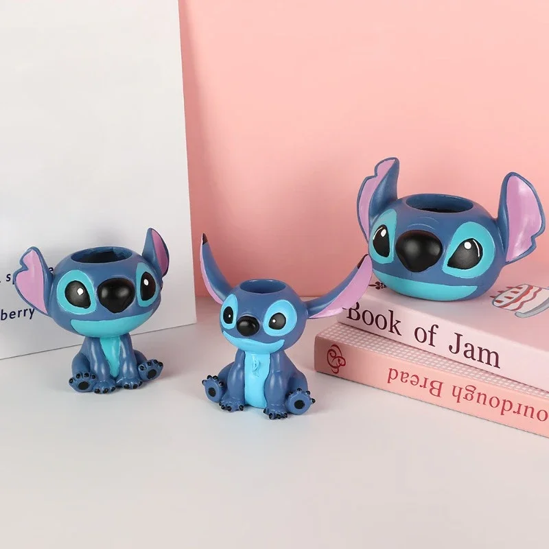 Disney Stitch Pen Holder Anime Cartoon Adorable Multi Purpose Weird Desktop Decoration Flower Pot Student Creative Stationery