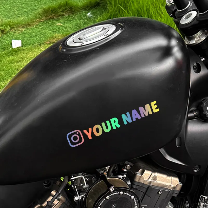 1 قطعة مخصص اسمك وسائل التواصل الاجتماعي شعار دراجة نارية ملصق ذاتية اللصق مقاوم للماء نافذة السيارة سكوتر الجسم مركبة ملصق حائط من الفينيل