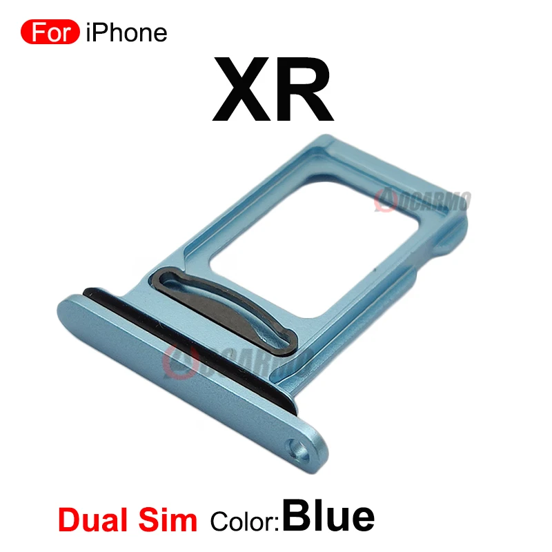 For iPhone XR Single & Dual Sim Tray SIM Card Slot Black Blue Red Orange Silver Replacement Parts