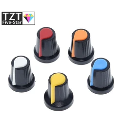 25PCS/lot WH148 potentiometer knob cap(copper core) 15X17mm 6mm Shaft Hole AG2 Yellow Orange Blue White Red 5value*5PCS=25PCS