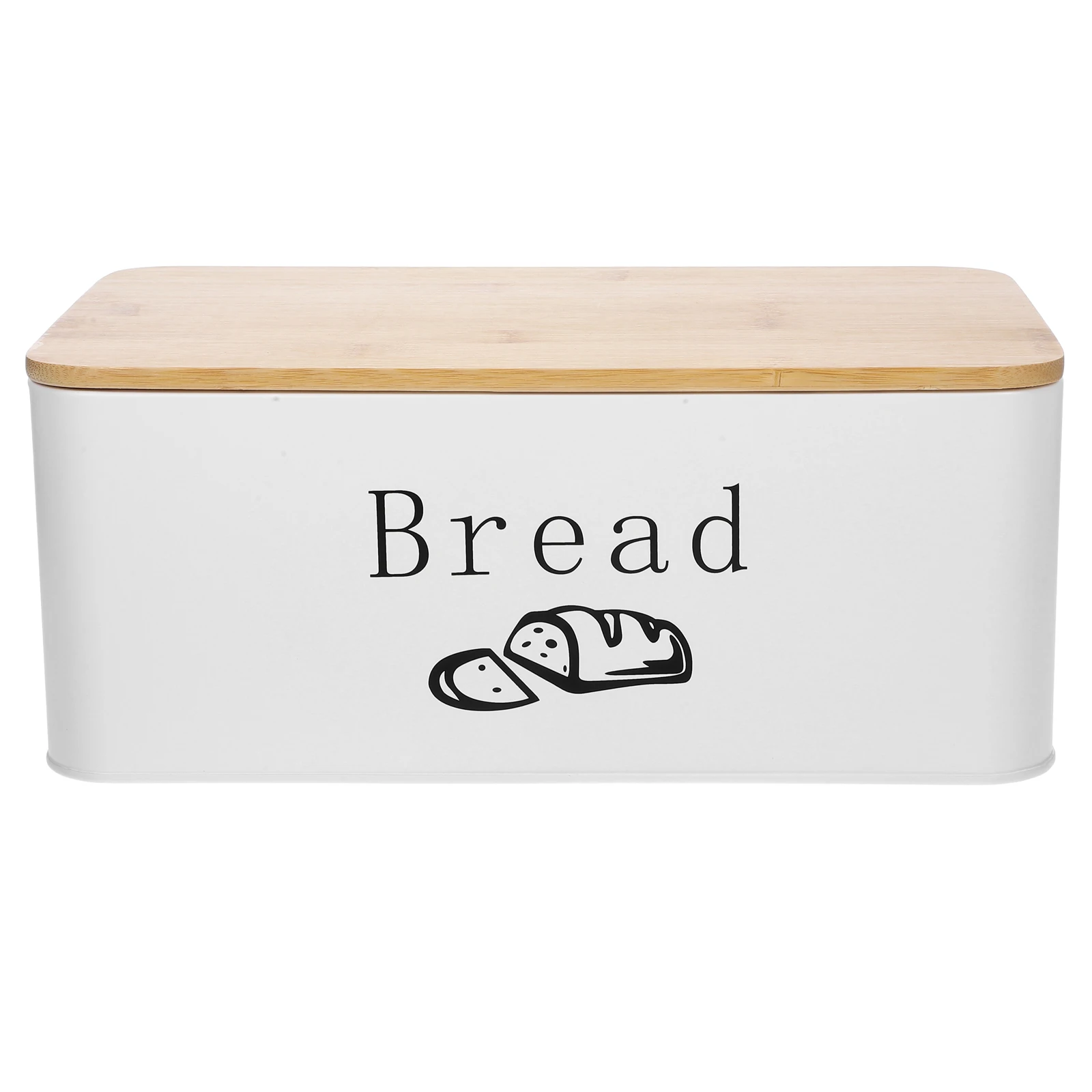 

Bread Box Storage Container Countertop Black Carbon Steel Bamboo Large Capacity Kitchen Bread Holder Bin Food Storage Solution