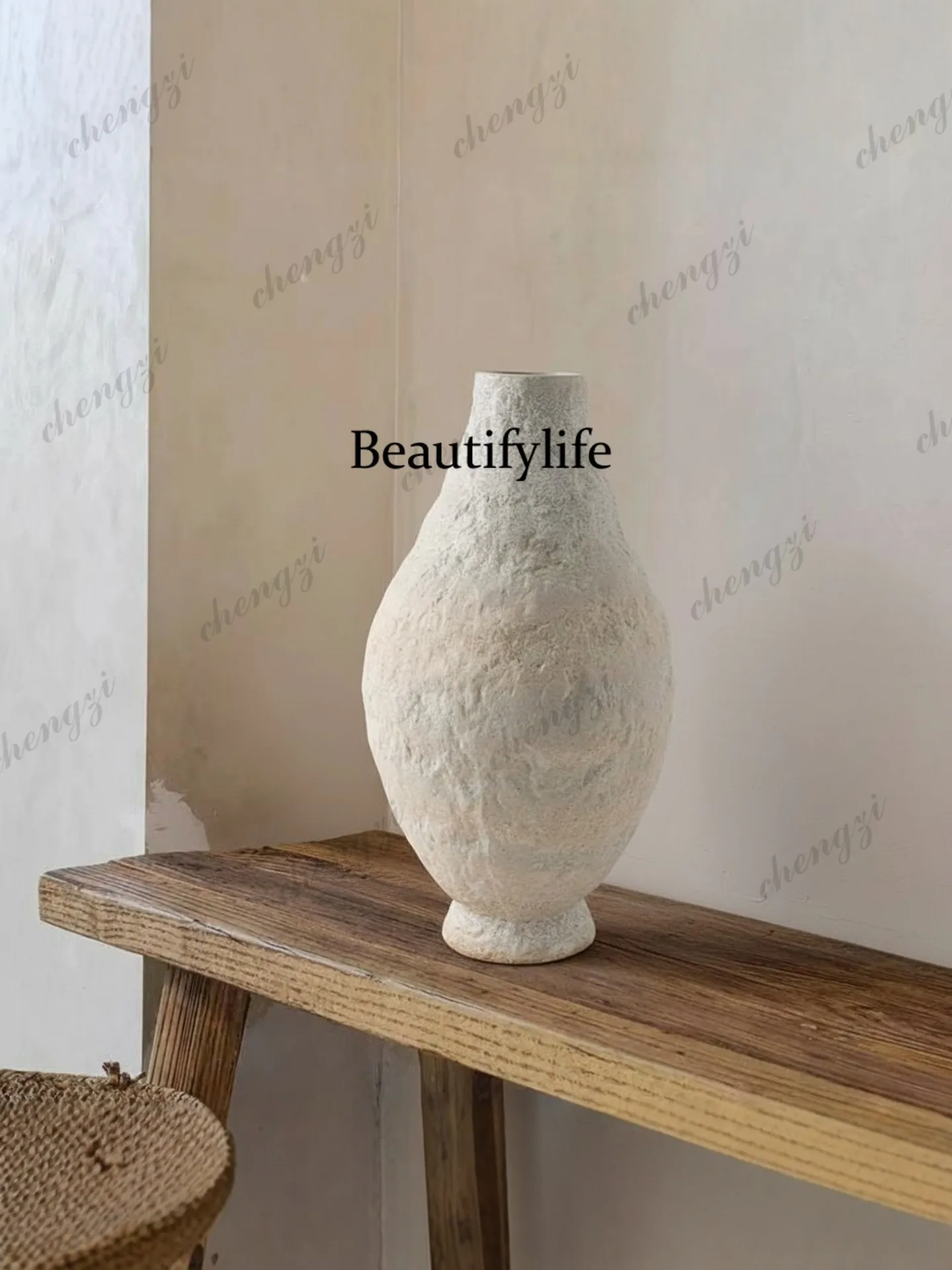Wabi Sand wind handmade ceramic vase new Chinese natural texture living room decoration high-end
