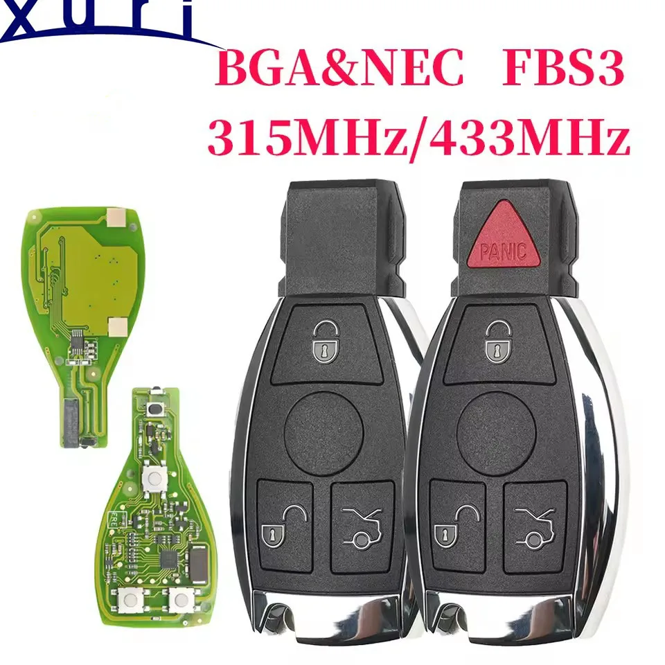 

Xuri 315/433 МГц Автомобильный дистанционный брелок для Mercedes-Benz W203 W204 W205 W210 W211 W212 W221 W222 A B C E S Class BGA & NEC FBS3