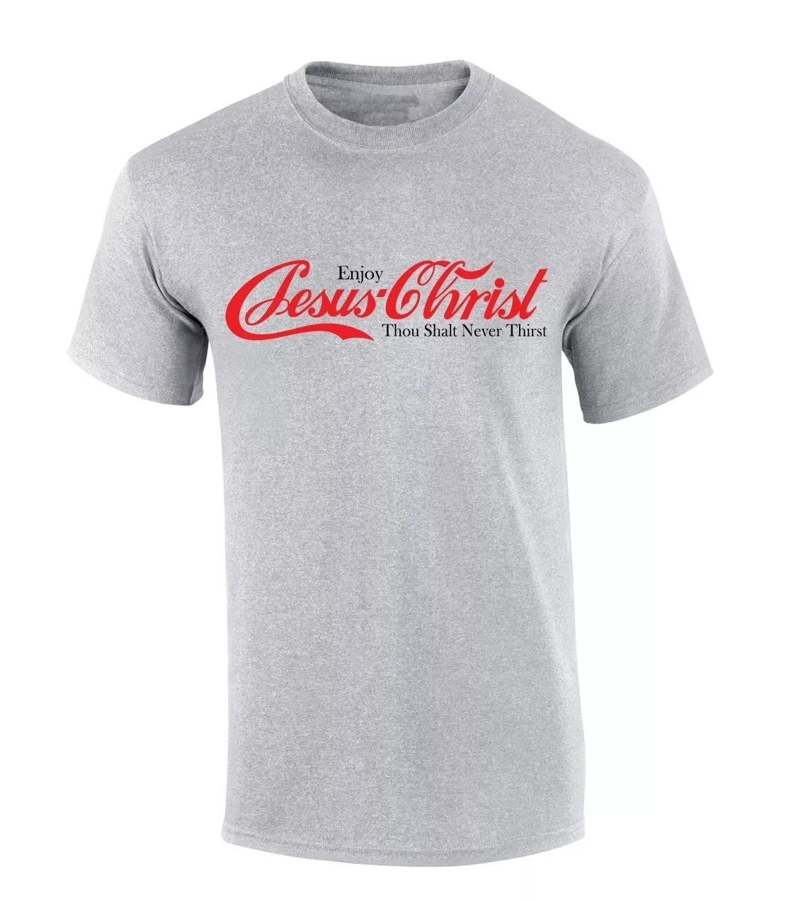 

Mens Christian Tshirt Enjoy Jesus Christ Soda Logo Parody Short Sleeve T-shirt High-end Luxury Is for Both Men and Women Top Y2k
