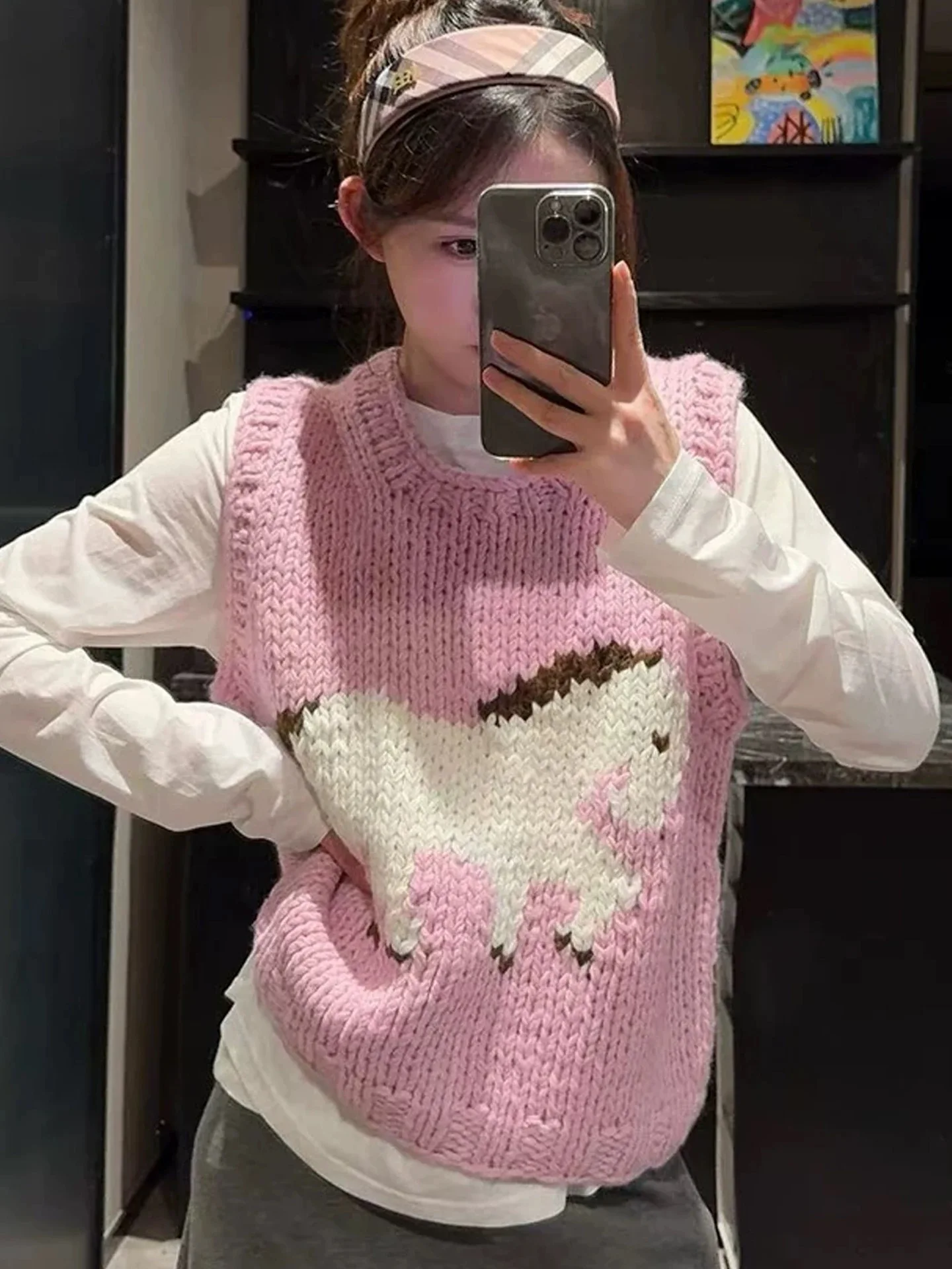 

Розовый вязаный жилет Sweet Sle, женский осенне-зимний уникальный красивый дизайн, многослойный топ без рукавов, модный кардиган