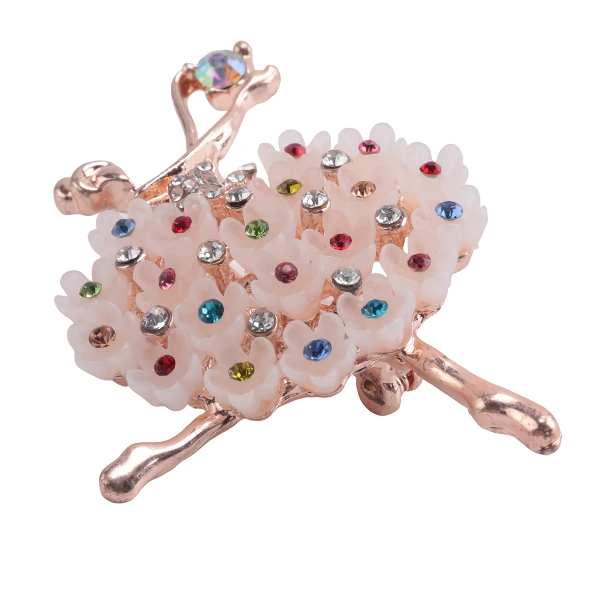 FZFZ Luxury Crystal Brooch Ballerinas Dancer Breastpin Colorful Flower Alloy Plated Women Girls Gift