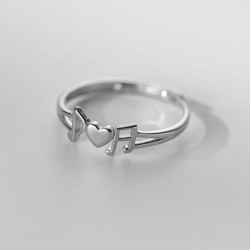 SOFTPIG Real 925 Sterling Silver Musical Note Adjustable Ring For Women Trendy Fine Jewelry Minimalist Accessories