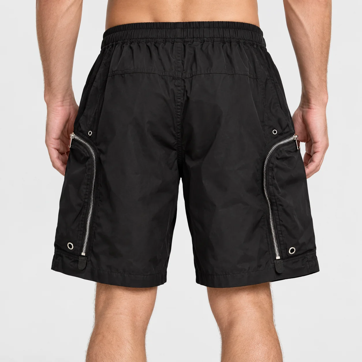 Men Techwear Cargo Shorts Multi Zipper Pockets Elastic Waist Drawstring Streetwear Casual Outdoor Men's Sport Shorts