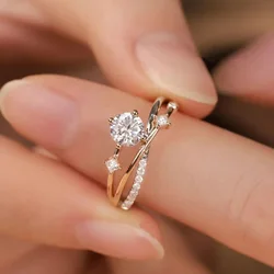 Exquisite Cosmic Trajectory Planet Rings For Women Double Layer Luxurious Sparkling Zircon Opening Ring Bride Wedding Jewelry