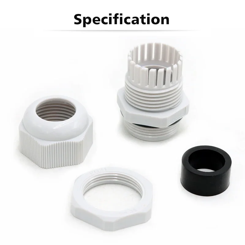 RND PG21 PA66 وصلة كابل نايلون IP68 وصلات كابل خيط مقاومة للماء تدعم موصل سلك صندوق توصيل بلاستيكي