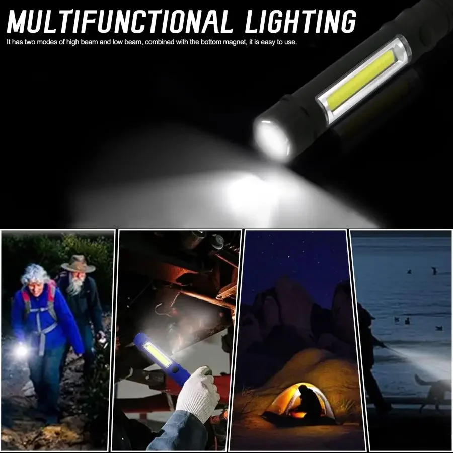 Portable COB LED Work Light Portable Flashlight with Magnetic Base Super Bright Torch Lamp for Outdoor Camping Hunting