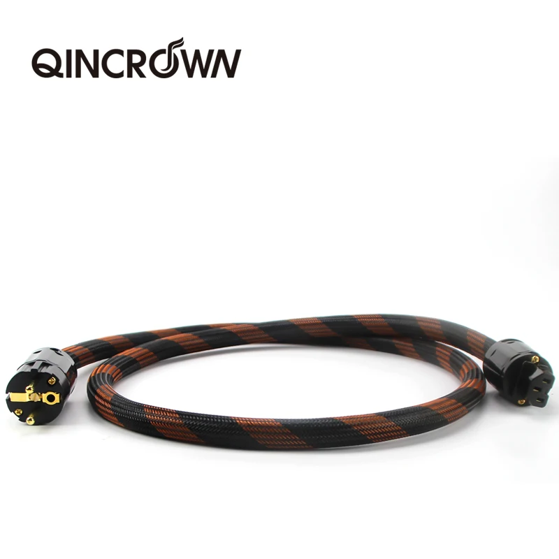 QINCROWN High Fidelity Power Cable HIFI Audio CD Amplifier US Power Cord OFC EU Plug Power Line