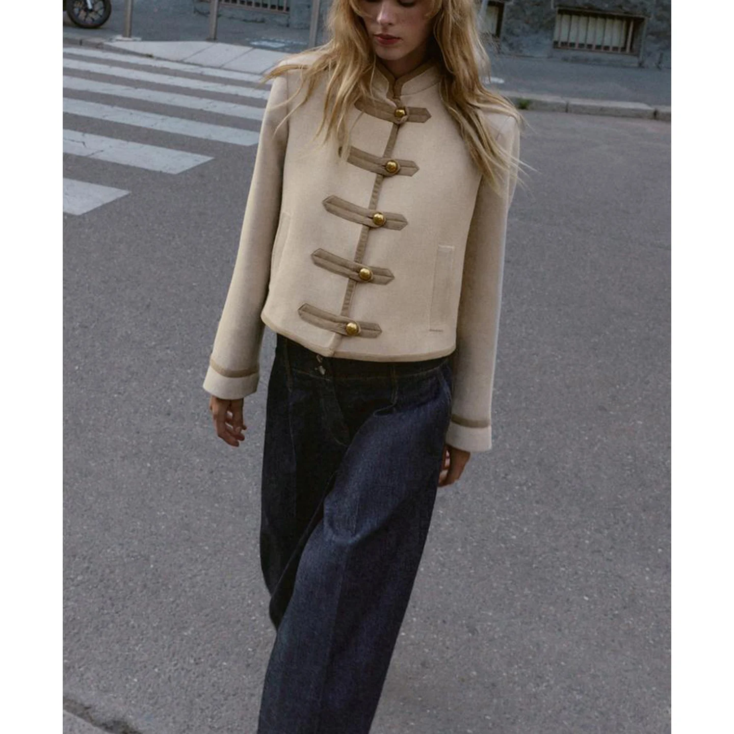 Francese Sle femmes ort Jaet automne hiver nouveau Simple col haut Long Sve rembourré corde bleue manteau respirant