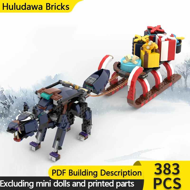 

Модель City Street View MOC, строительные кирпичи, рождественские сани, модульная технология, детские праздничные подарки, сборные игрушки, костюм