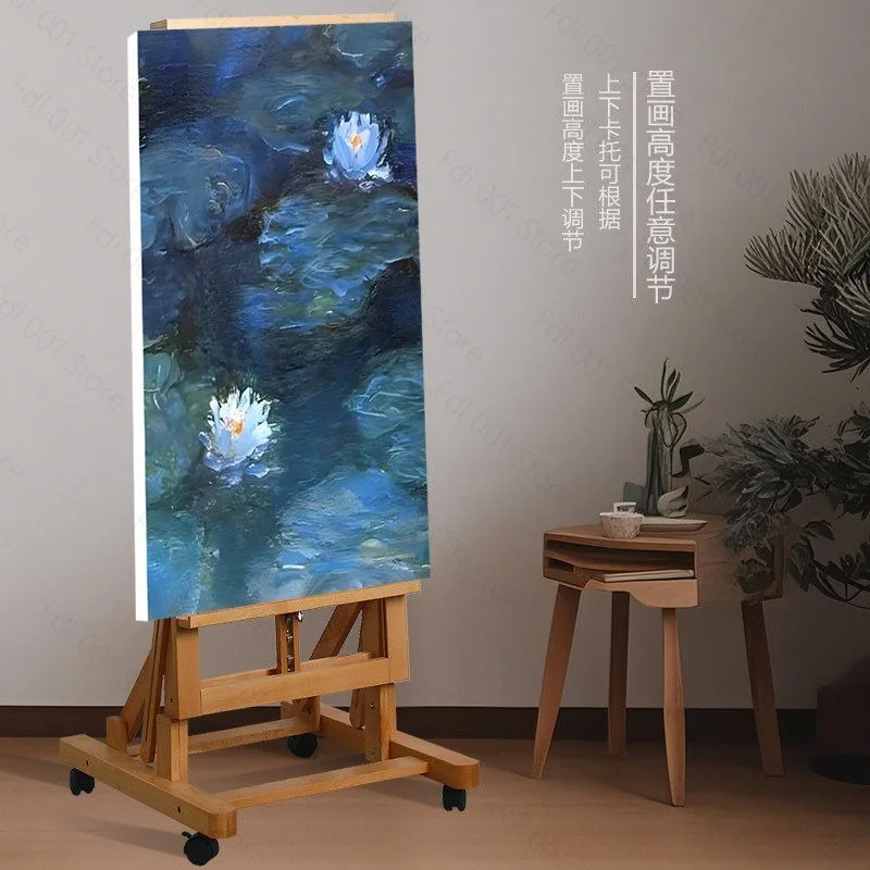 flat dual-purpose easel adjustable beauty belt wheel folding display stand children's sketch artist special oil painting