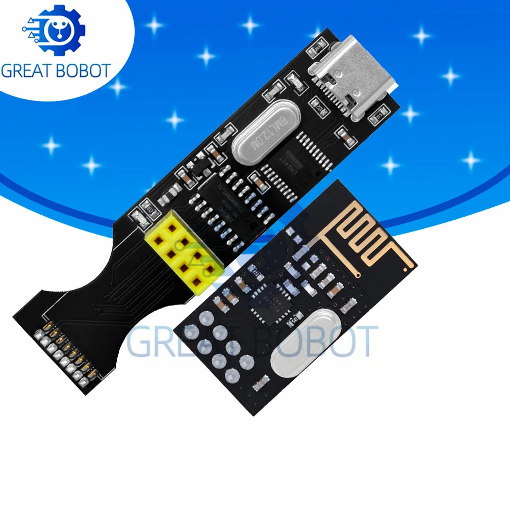‌NRF24L01+ 2.4GHz Wireless Transceiver Module: Type-C USB-Equipped Development Board for Serial Communication & Debugging
