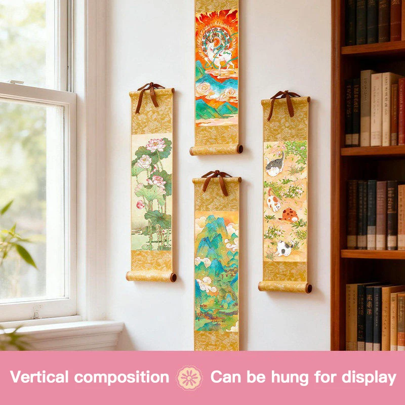 8/15 Colors Coloring Scroll Paper Watercolor Travel Set 0.2/0.5ml Chinese Style Wooden Box Mini Portable Watercolor Travel Set