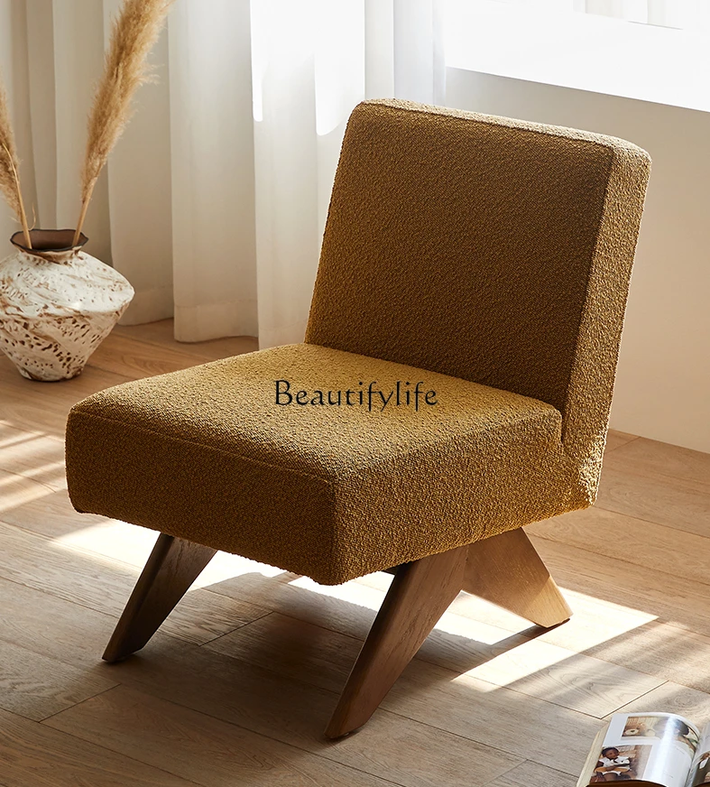 

Single Armchair Designer Retro Solid Wood Living Room Leisure Chair