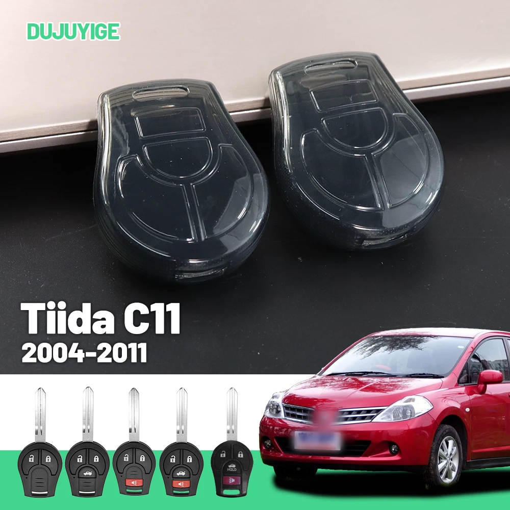 

Прозрачный чехол для ключей из ТПУ для Nissan Tiida C11 2004-2011, защитный чехол для брелока, автомобильные аксессуары 2005 2006 2007 2008 2009