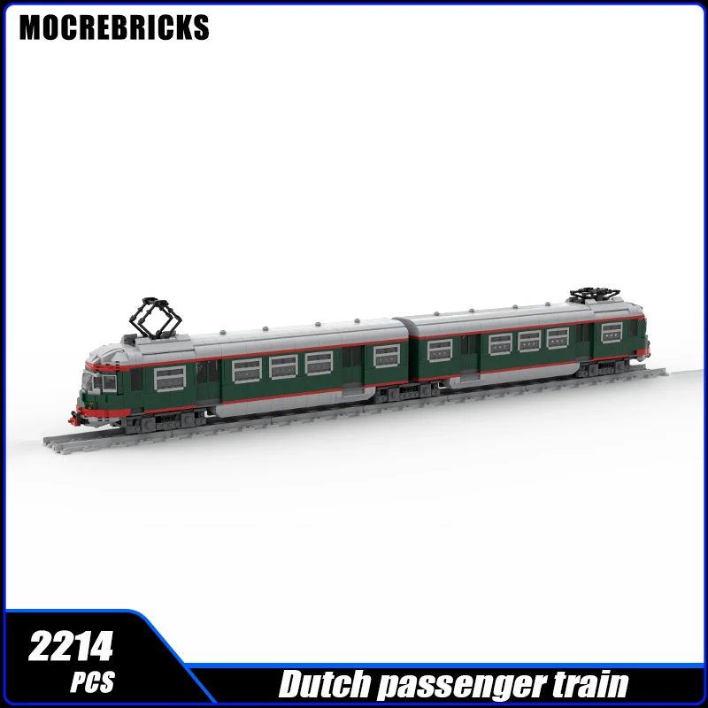 City Dutch Passenger Train NS mat \'46 Plan U Locomotive MOC Building Block Railway  Carriage Track Assembly Model Brick Toys Gif