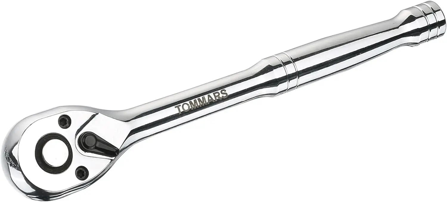 

3/8' Drive Ratchet Wrench, 72-Tooth Reversible Socket Handle, CR-MO Gear Quick-Release, Gift for Men