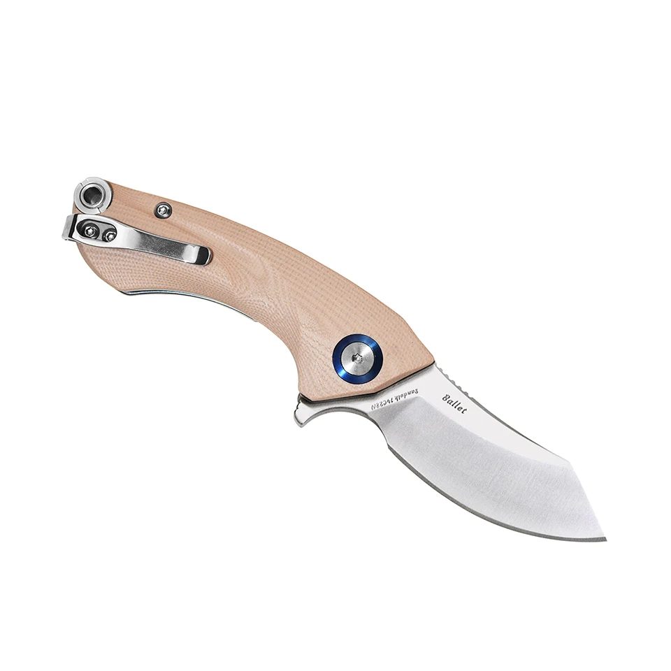 Harnds Ballet Folding Knife with Sandvik 14C28N Blade G10 Handle Camping Pocket Knife with Deep Carry Pocket Clip  Flipper Open