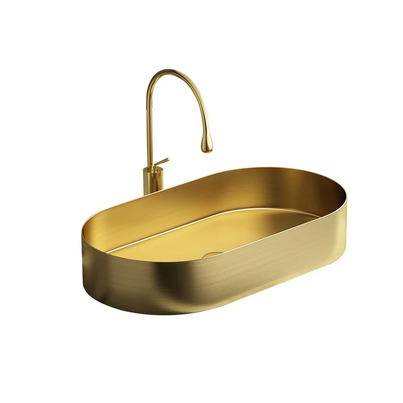 Bathroom Wash Basin Ceramic European Golden Finish for Hotel for Commercial Easy Clean, Ceramic Vanity Sink