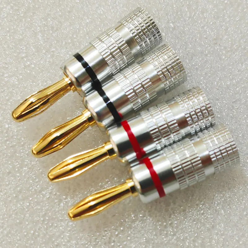Banana Connector 4mm Speaker Banana Plugs 24K Copper Gold Plated 4mm Banana Jack Match with 4mm Binding Post