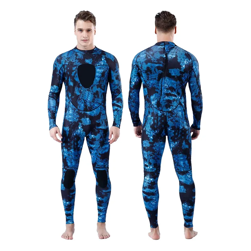 Men\'s Camouflage 3mm Neoprene Diving Suit Back Zip Long Sleeves Plus Size Spearfishing Men Wetsuit for Surfing