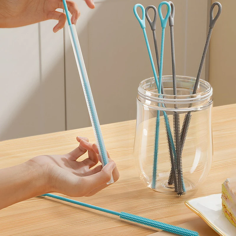 9mm Silicone Straw Brushes, 25cm Extra Long Straw Cleaning Brush Reusable Bendable Brush Pipe For Smoothie Straw Washing