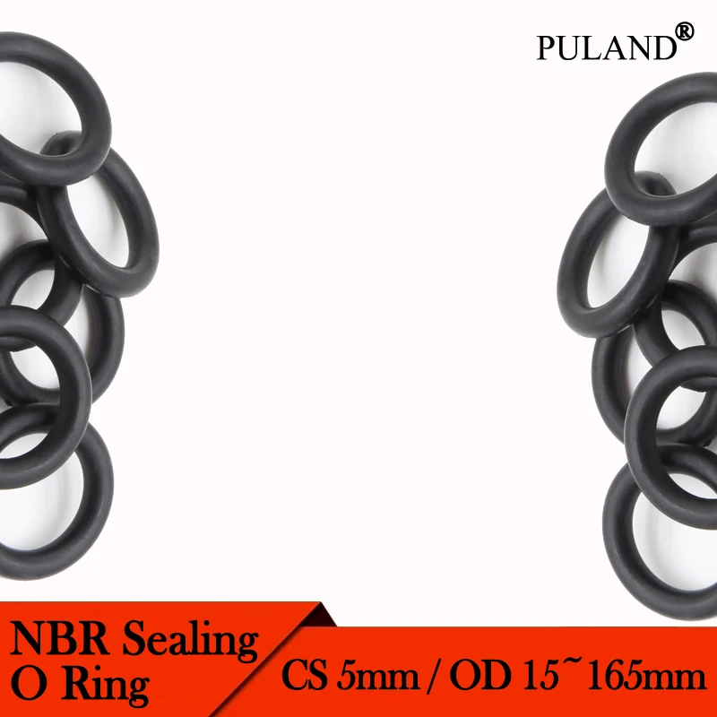 

CS 5.0mm OD 15~165mm Black NBR O Ring Sealing Gaskets Washer Oil Resistant Wear Resistant Nitrile Butadiene Rubber Rings 10Pcs