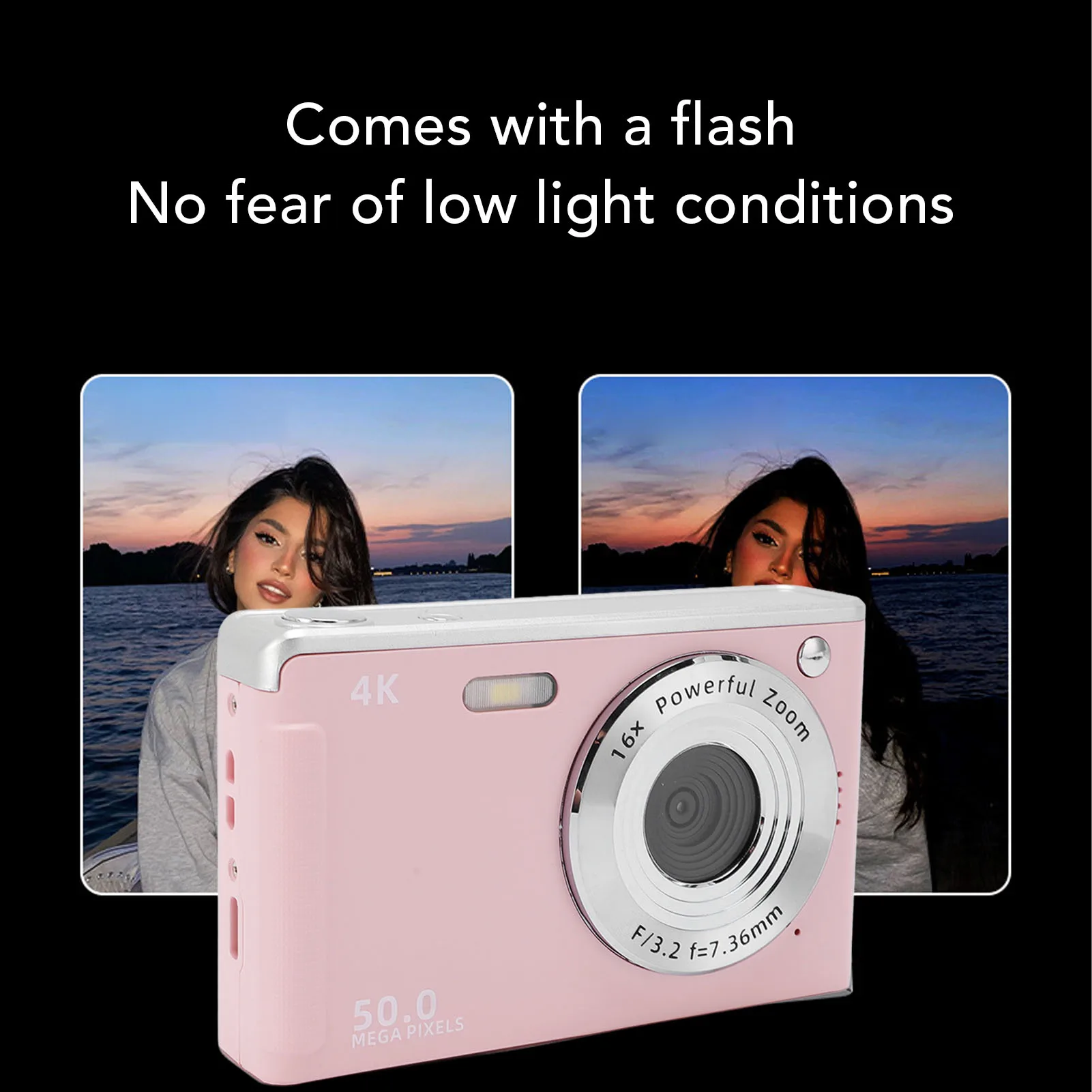 كاميرا رقمية محمولة كاميرا رقمية مضادة للاهتزاز ملء الضوء 2.8 بوصة شاشة AF ضبط تلقائي للصورة 700MAH 4K 50MP للصورة #5