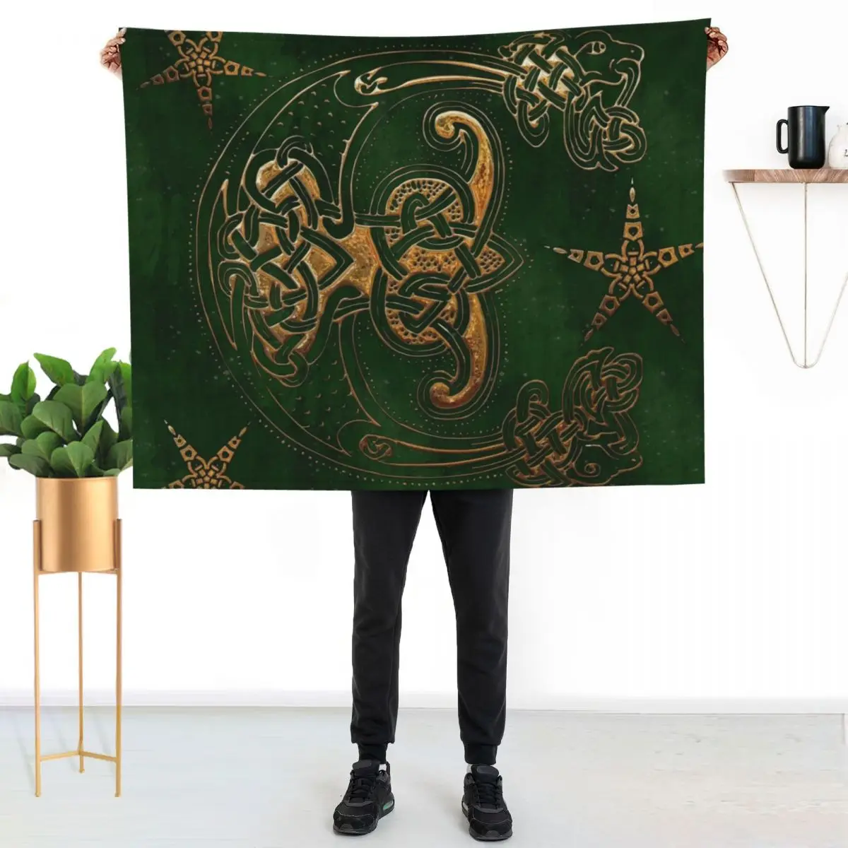 Forest and Gold Celtic Throw Blanket Designers for sofa Giant Sofa sofa bed Baby wednesday Blankets