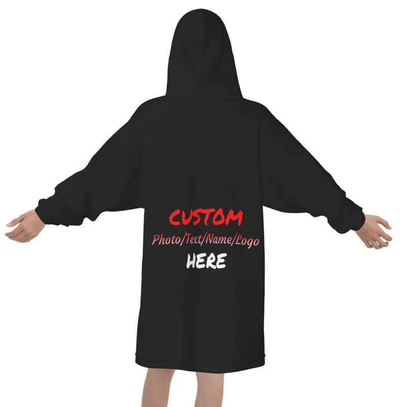 Custom Kids Blanket Hoodie Girls Boys Wearable Fleece Pullover Sweatshirts Soft Warm Cozy Blanket with Pockets