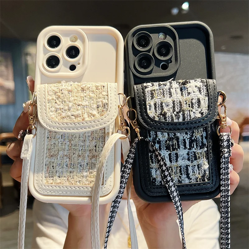 Crossbody Necklace Lanyard Weave Wallet holder Phone Case for Xiaomi Mi 10 10i 10S 10T 11i 11 12 12S 12T 12X 13 Pro Lite Cover