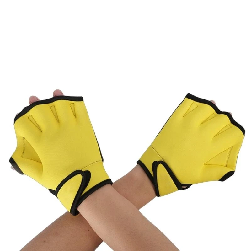 340F Swim Hand Finger Webbed Gloves Webbed Swimming Paddles Aquatic Gloves Flippers