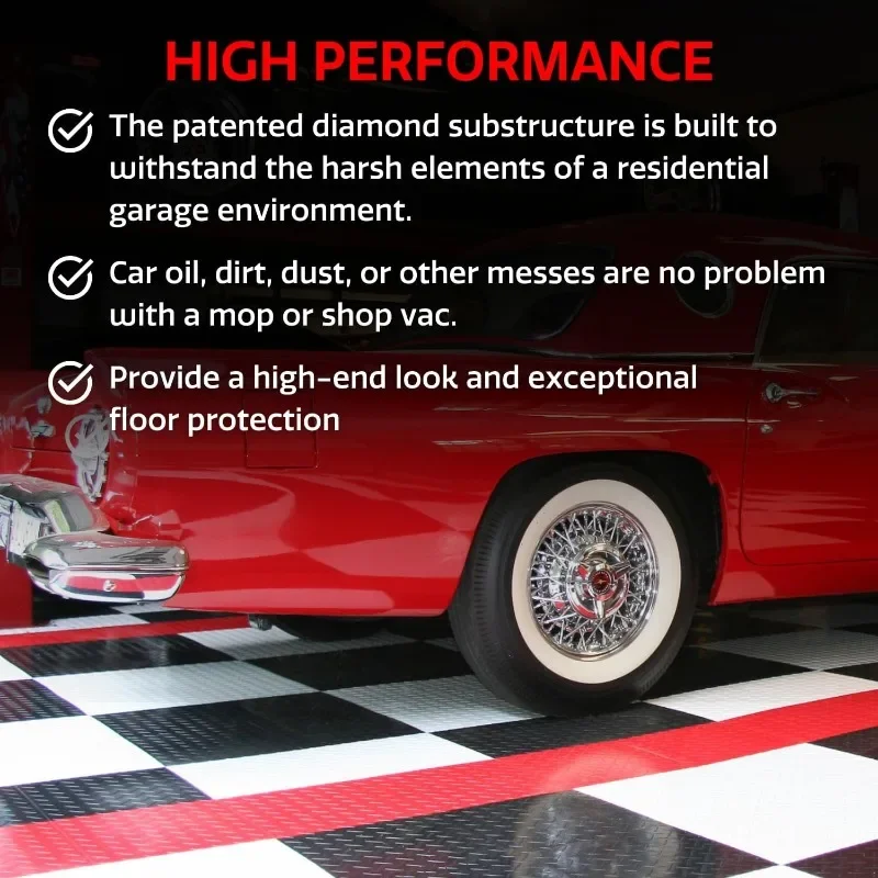 RaceDeck Diamond Plate Design, Durable Interlocking Modular Garage Flooring Tile (48 Pack), Graphite